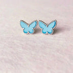 ??MIRA?¡¥BUTTERFLY TURQUOISE EARRINGS SILVER