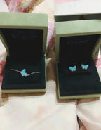 ??MIRA?¡¥BUTTERFLY TURQUOISE EARRINGS SILVER