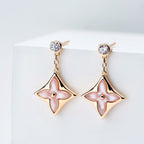 ??MIRA?¡¥DOUBLE STAR PINK GOLD MOP DROP EARRINGS