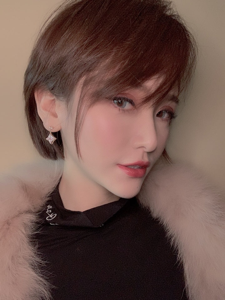 ??MIRA?¡¥DOUBLE STAR PINK GOLD MOP DROP EARRINGS