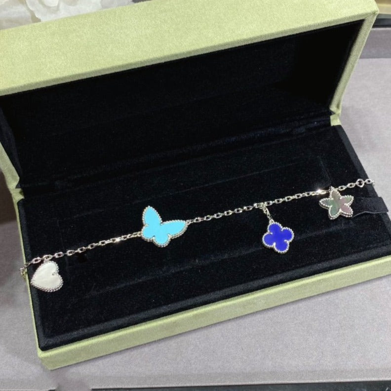 ??MIRA?¡¥LUCKY SPRING SILVER BRACELET 4 MOTIF