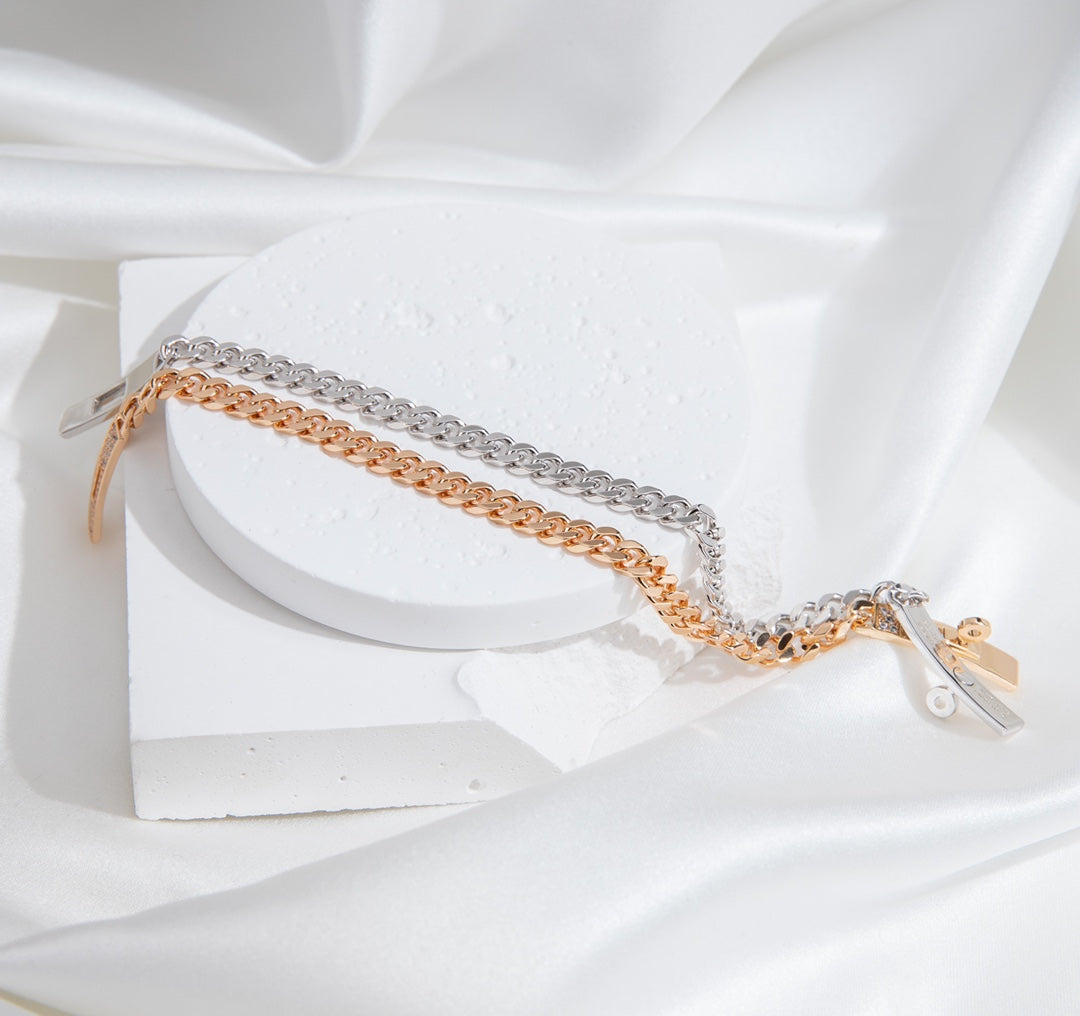 ??MIRA?¡¥KELLY CHAIN SILVER DIAMOND BRACELET