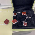 ??MIRA?¡¥CLOVER 5 MOTIFS SIVLER CARNELIAN BRACELET