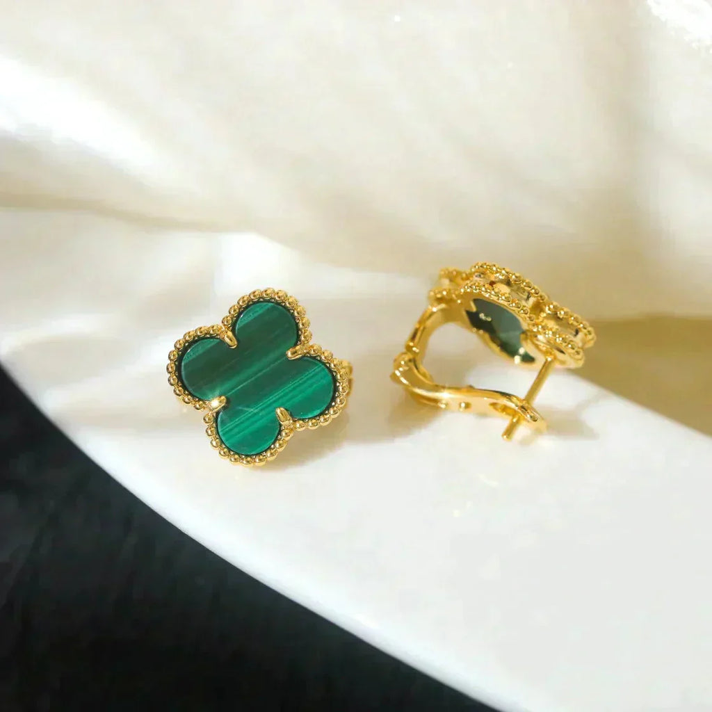 ??MIRA?¡¥CLOVER MEDIUM 1 MOTIFS MALACHITE  EARRINGS