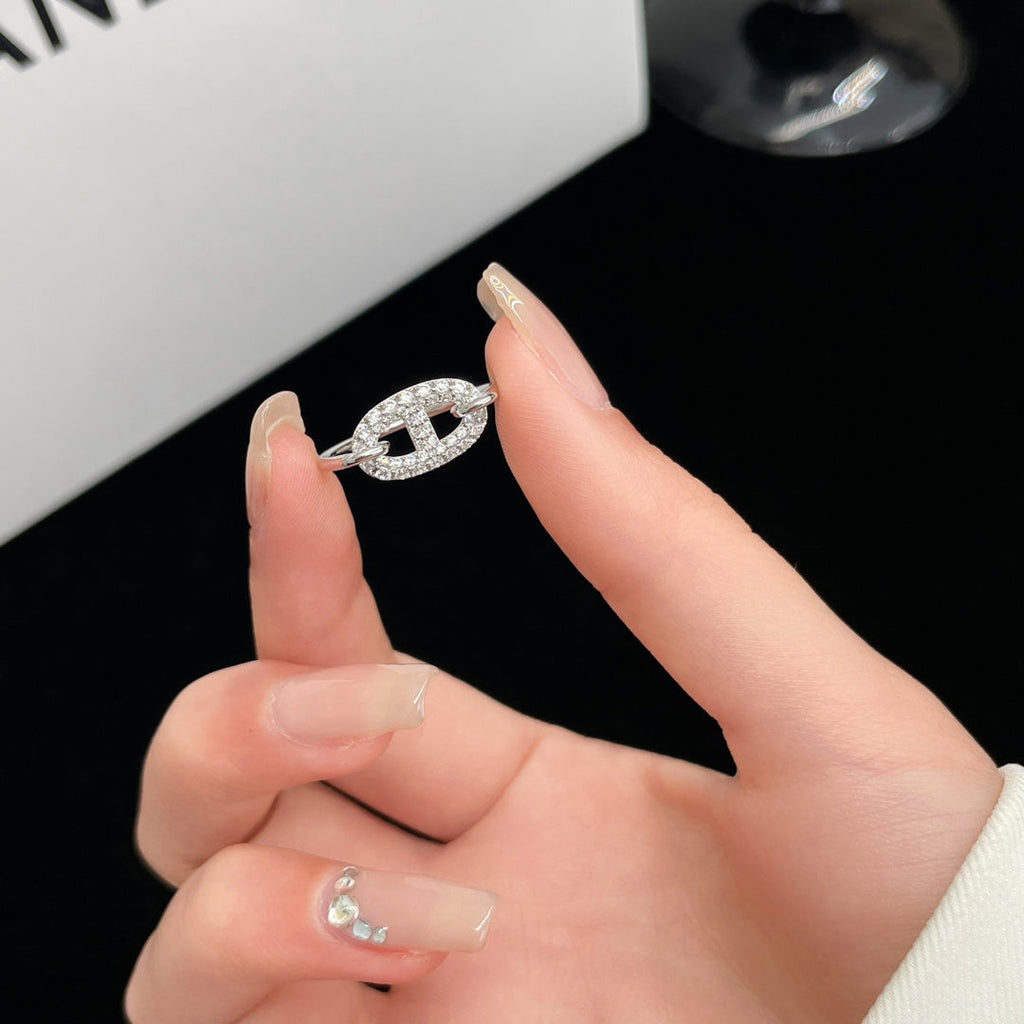 ??MIRA?¡¥RONDE SMALL SILVER DIAMOND RING