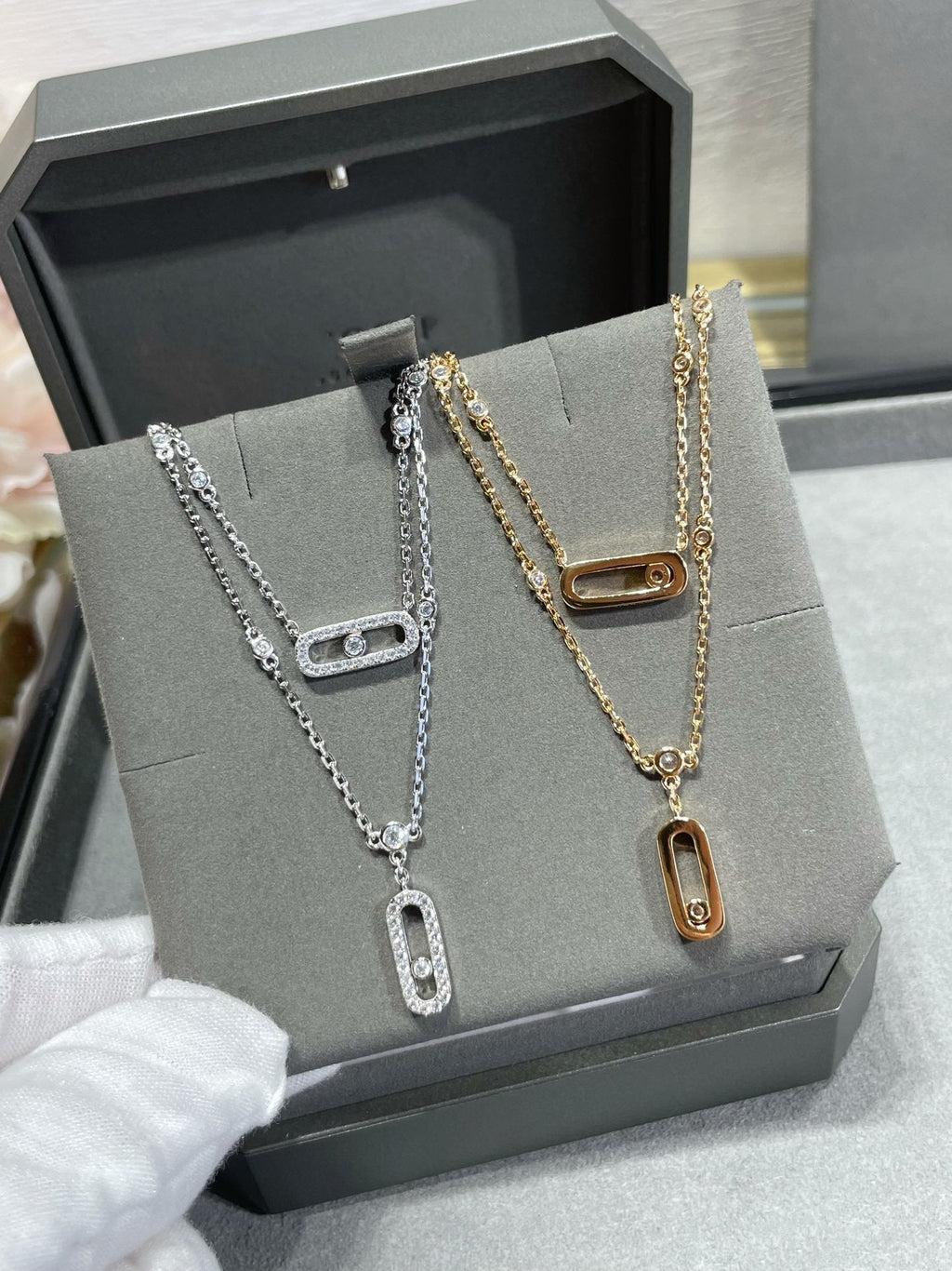 [MIRA] MOVE 2 ROW DIAMOND NECKLACE
