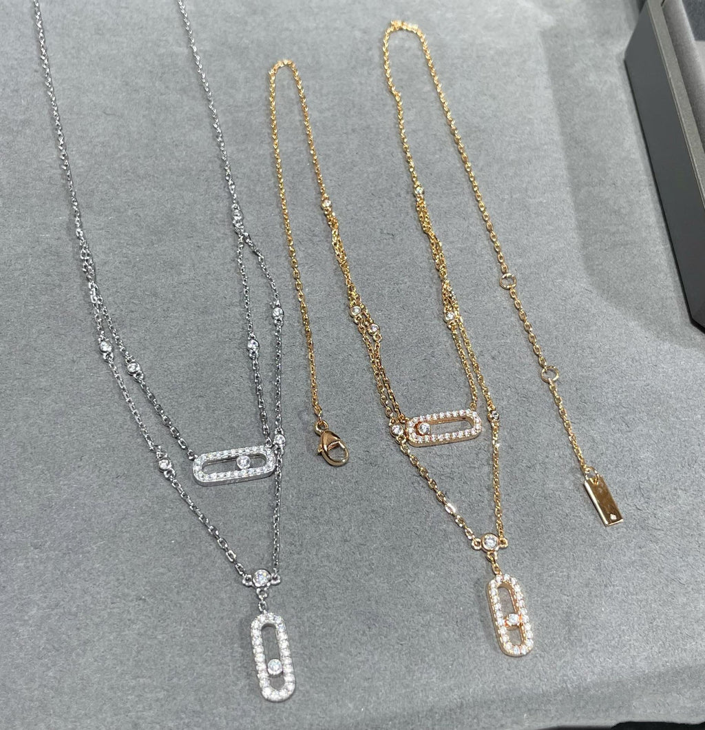 [MIRA] MOVE 2 ROW DIAMOND NECKLACE