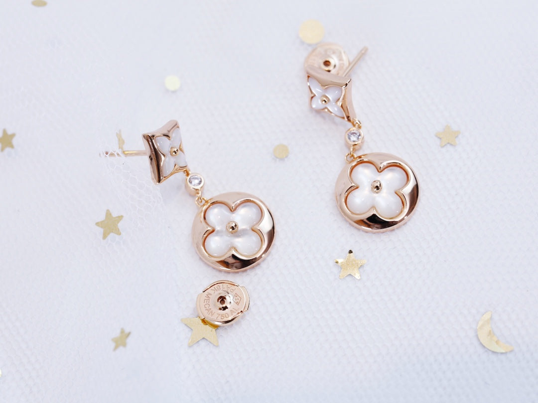 ??MIRA?¡¥STAR AND SUN PINK GOLD MOP DROP EARRINGS
