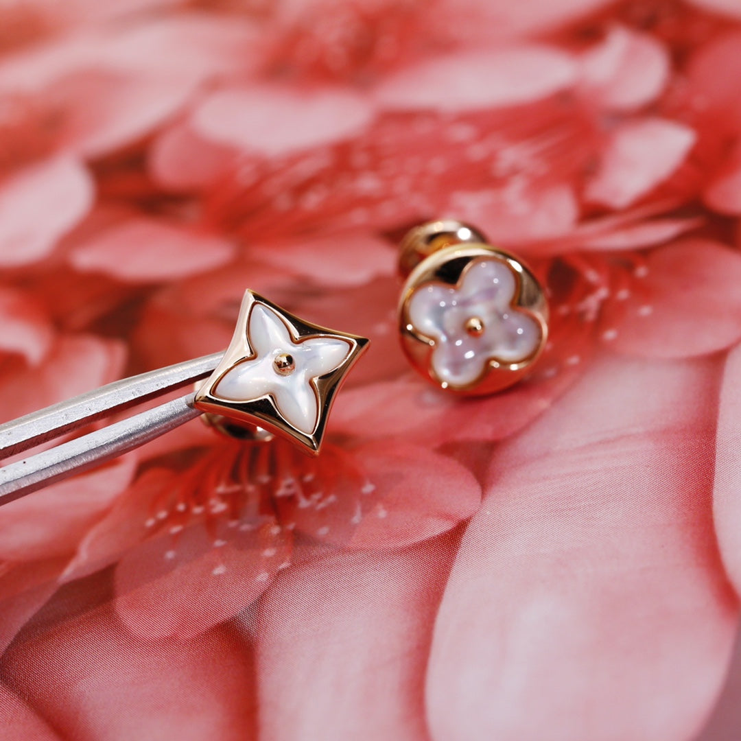??MIRA?¡¥STAR AND SUN PINK GOLD MOP STUD EARRINGS