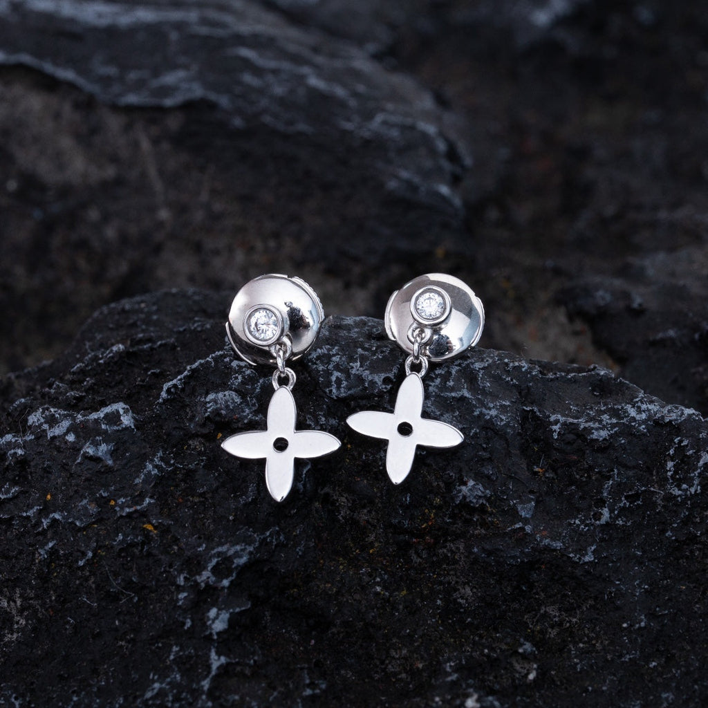 ??MIRA?¡¥VIDYLLE SILVER DIAMOND MINI DROP EARRINGS