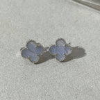 ??MIRA?¡¥CLOVER CHALCEDONY SILVER STUD EARRINGS