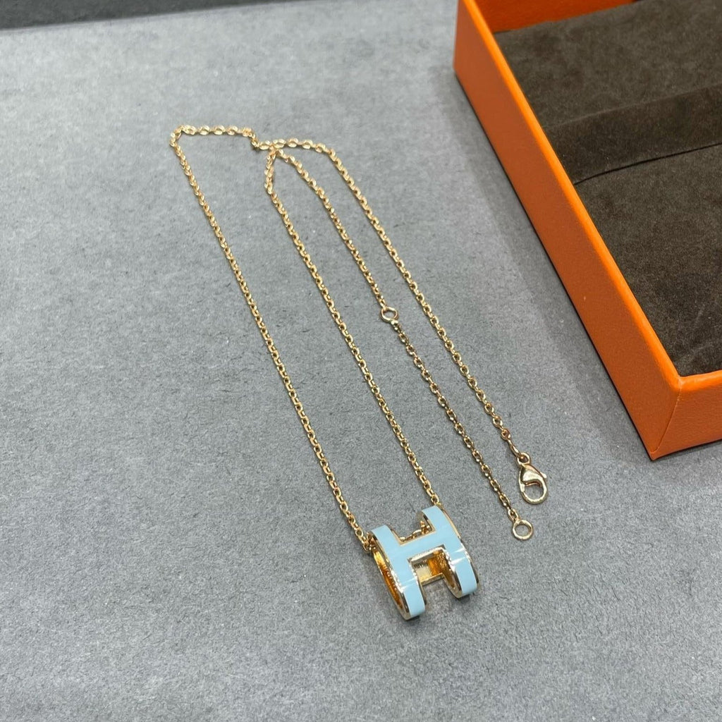 ??MIRA?¡¥POP H SKY BLUE NECKLACE