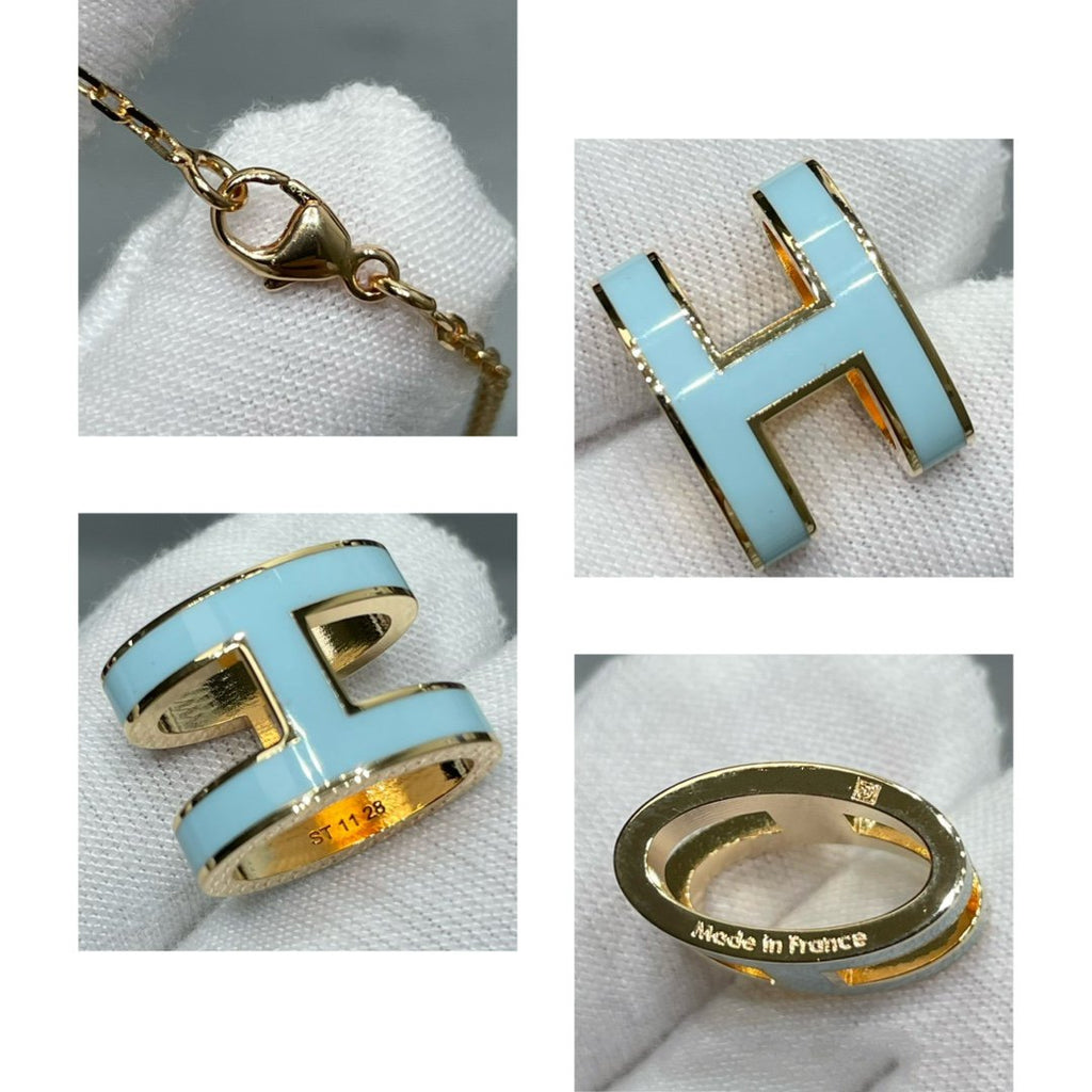 ??MIRA?¡¥POP H SKY BLUE NECKLACE