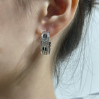 ??MIRA?¡¥LOVE CERAMIC DIAMOND PAVED SILVER EARRINGS