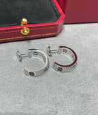 ??MIRA?¡¥LOVE CERAMIC DIAMOND PAVED SILVER EARRINGS