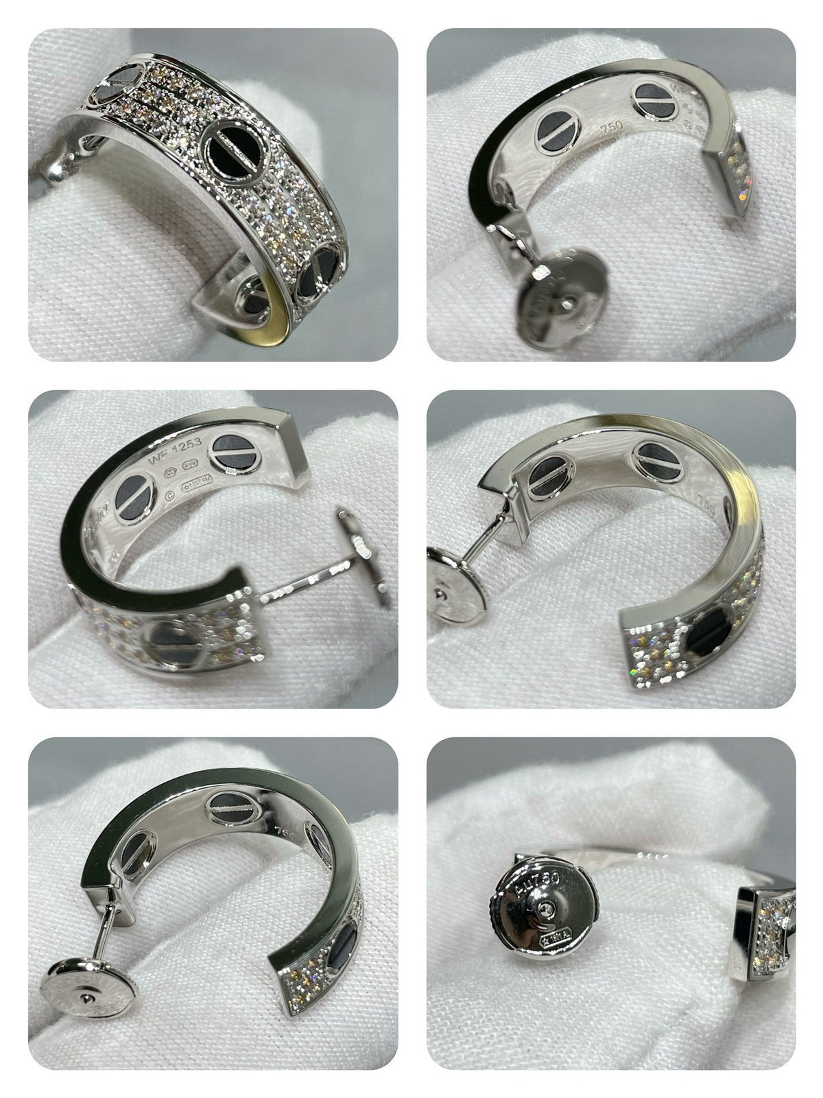 ??MIRA?¡¥LOVE CERAMIC DIAMOND PAVED SILVER EARRINGS