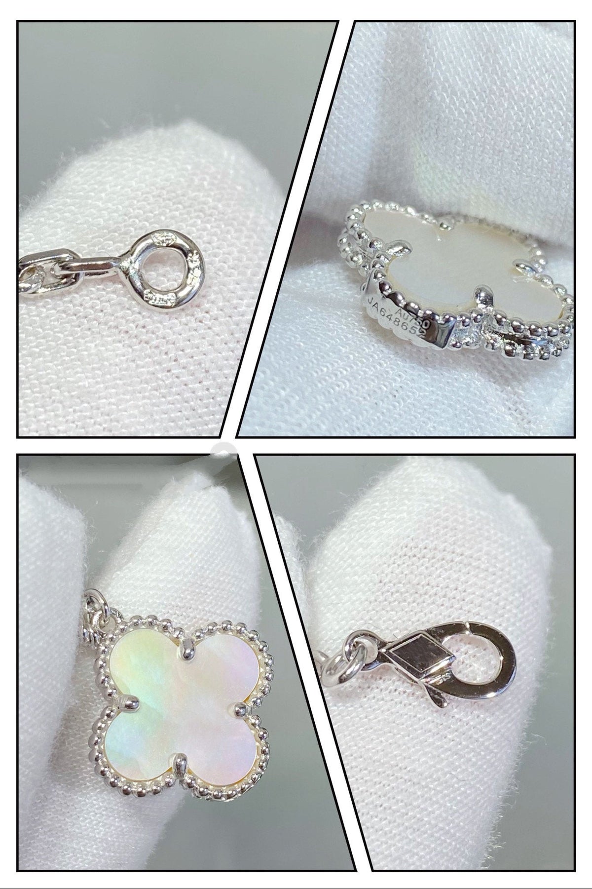 ??MIRA?¡¥CLOVER 5 MOTIF WHITE MOP SILVER BRACELET