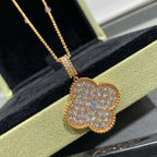 ??MIRA?¡¥CLOVER 25MM LARGE PEDANT DIAMOND PAVED LONG NECKLACE