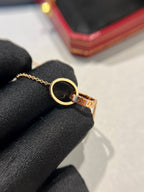 ??MIRA?¡¥LOVE NECKLACE DOUBLE RING PINK GOLD