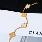 [MIRA]New CLOVER WHITE PEARL MOP 5 MOTIF BRACELET COLLECTION