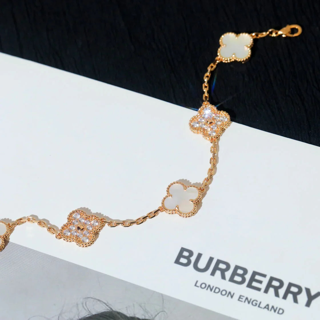 [MIRA]New CLOVER WHITE PEARL MOP 5 MOTIF BRACELET COLLECTION