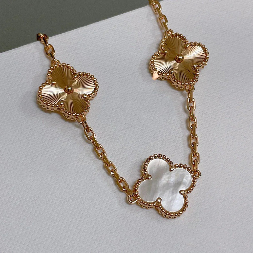 [MIRA]New CLOVER WHITE PEARL MOP 5 MOTIF BRACELET COLLECTION