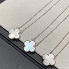 ??MIRA?¡¥CLOVER MEDIUM SILVER WHITE MOP NECKLACE