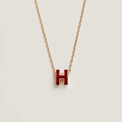 ??MIRA?¡¥HM CLIC RED ENAMEL GOLD NECKLACE