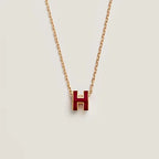 ??MIRA?¡¥HM CLIC RED ENAMEL GOLD NECKLACE