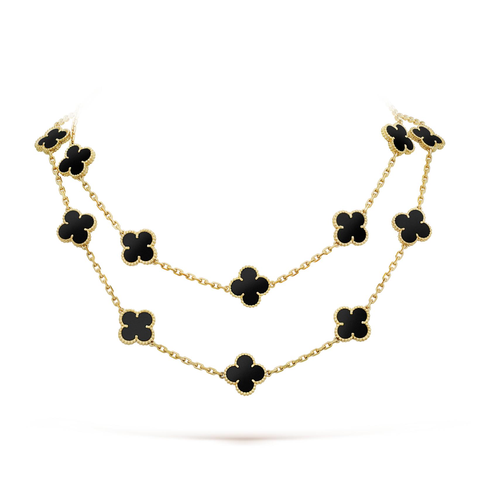 ??MIRA?¡¥CLOVER 20 MOTIFS ONYX NECKLACE