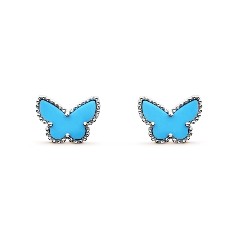 ??MIRA?¡¥BUTTERFLY TURQUOISE EARRINGS SILVER