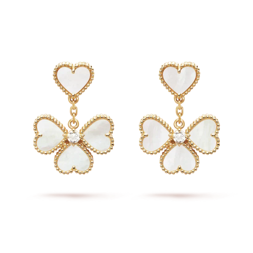 ??MIRA?¡¥CLOVER SWEET WHITE MOP EARRINGS