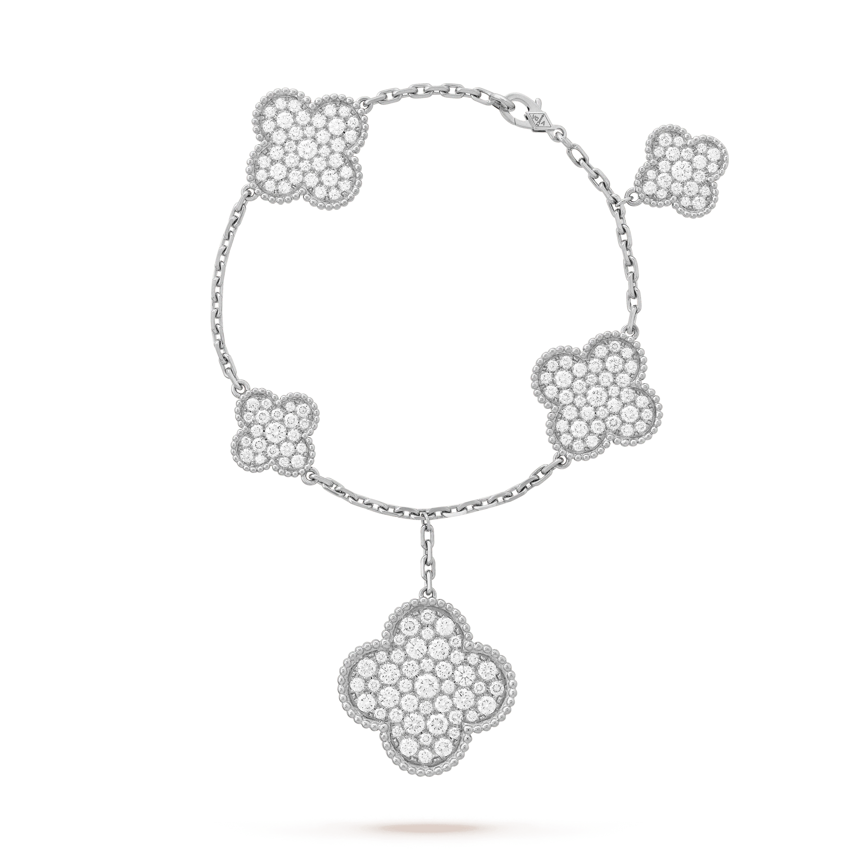 ??MIRA?¡¥CLOVER 6 MOTIFS SILVER DIAMOND BRACELET