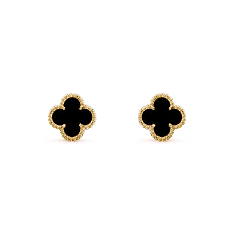 ??MIRA?¡¥CLOVER MINI 9.5MM BLACK MOP EARRINGS