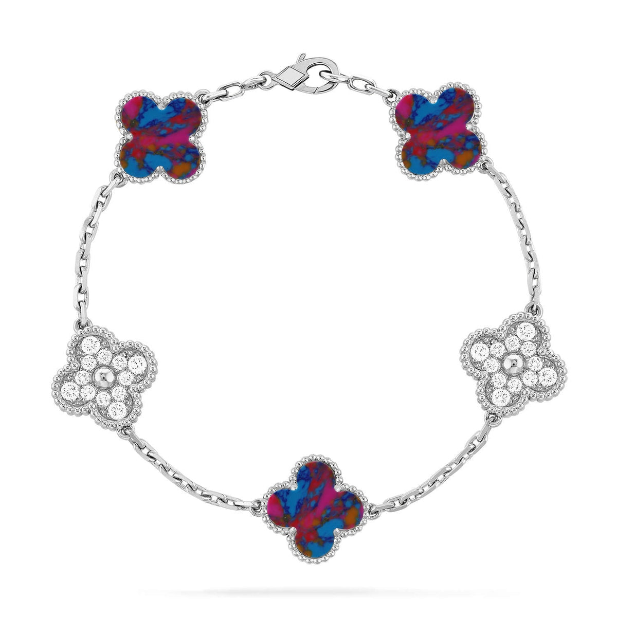 [MIRA]New CLOVER 5 MOTIF COLOR GEMSTONES BRACELET COLLECTION