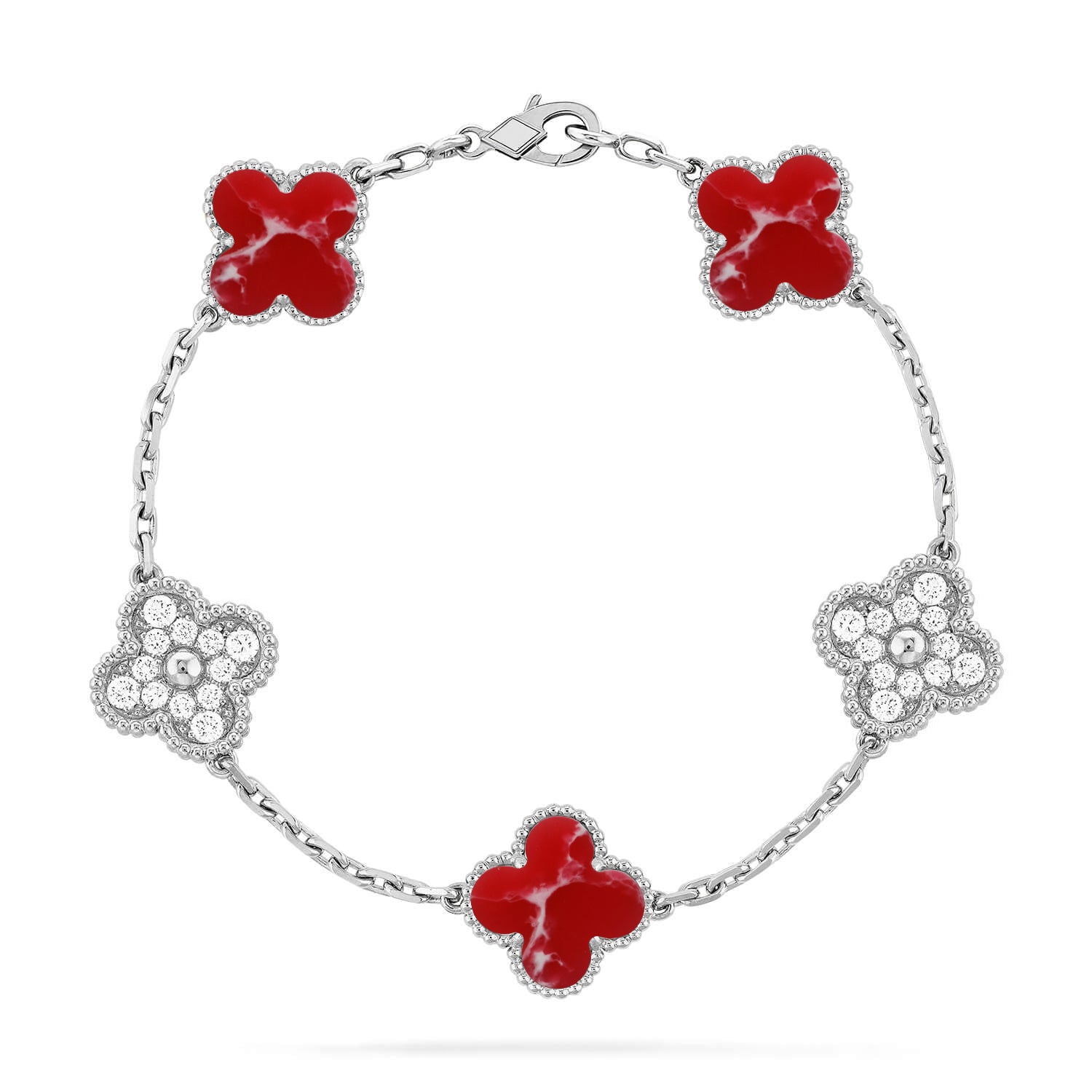 [MIRA]New CLOVER 5 MOTIF RED PATTERN BRACELET COLLECTION