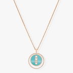 [MIRA]  MOVE 3 DIAMONDS TURQUOISE PINK GOLD DIAMOND NECKLACE