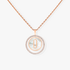 [MIRA]LUCKY MOVE 1 DIAMOND WHITE MOTHER OF PEARL PINK GOLD DIAMOND NECKLACE