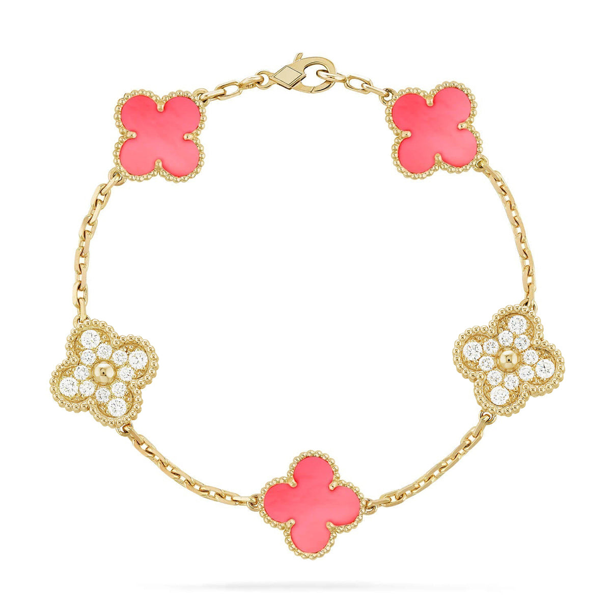[MIRA]New  CLOVER 5 MOTIFS  PINK MOP BRACELET COLLECTION