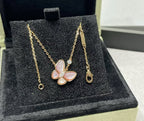 [MIRA] BUTTERFLY PINK MOTHER-OF-PEARL DIAMOND NECKLACE