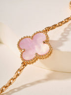 [MIRA]New  CLOVER 5 MOTIFS  PINK MOP BRACELET COLLECTION