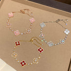 ??MIRA?¡¥CLOVER 5 MOTIF PINK BLUE RED WHITE BRACELET