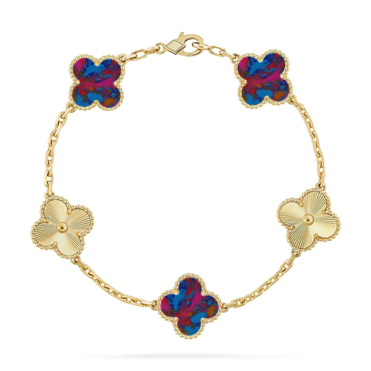 [MIRA]New CLOVER 5 MOTIF COLOR GEMSTONES BRACELET COLLECTION