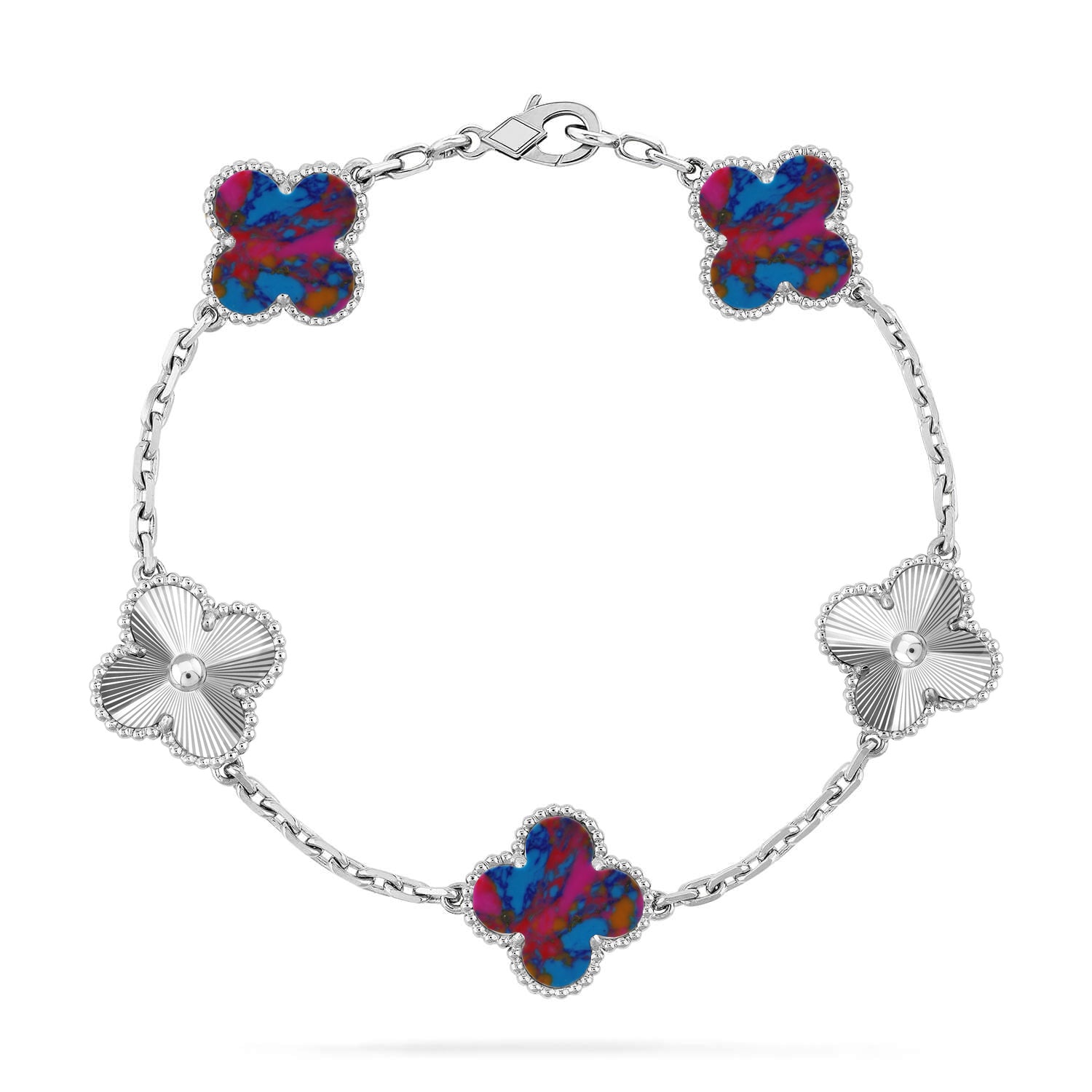 [MIRA]New CLOVER 5 MOTIF COLOR GEMSTONES BRACELET COLLECTION