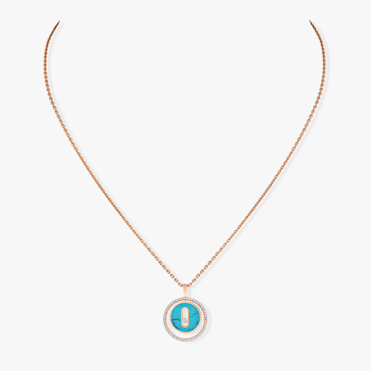 [MIRA]  MOVE 1 DIAMOND TURQUOISE PINK GOLD DIAMOND NECKLACE