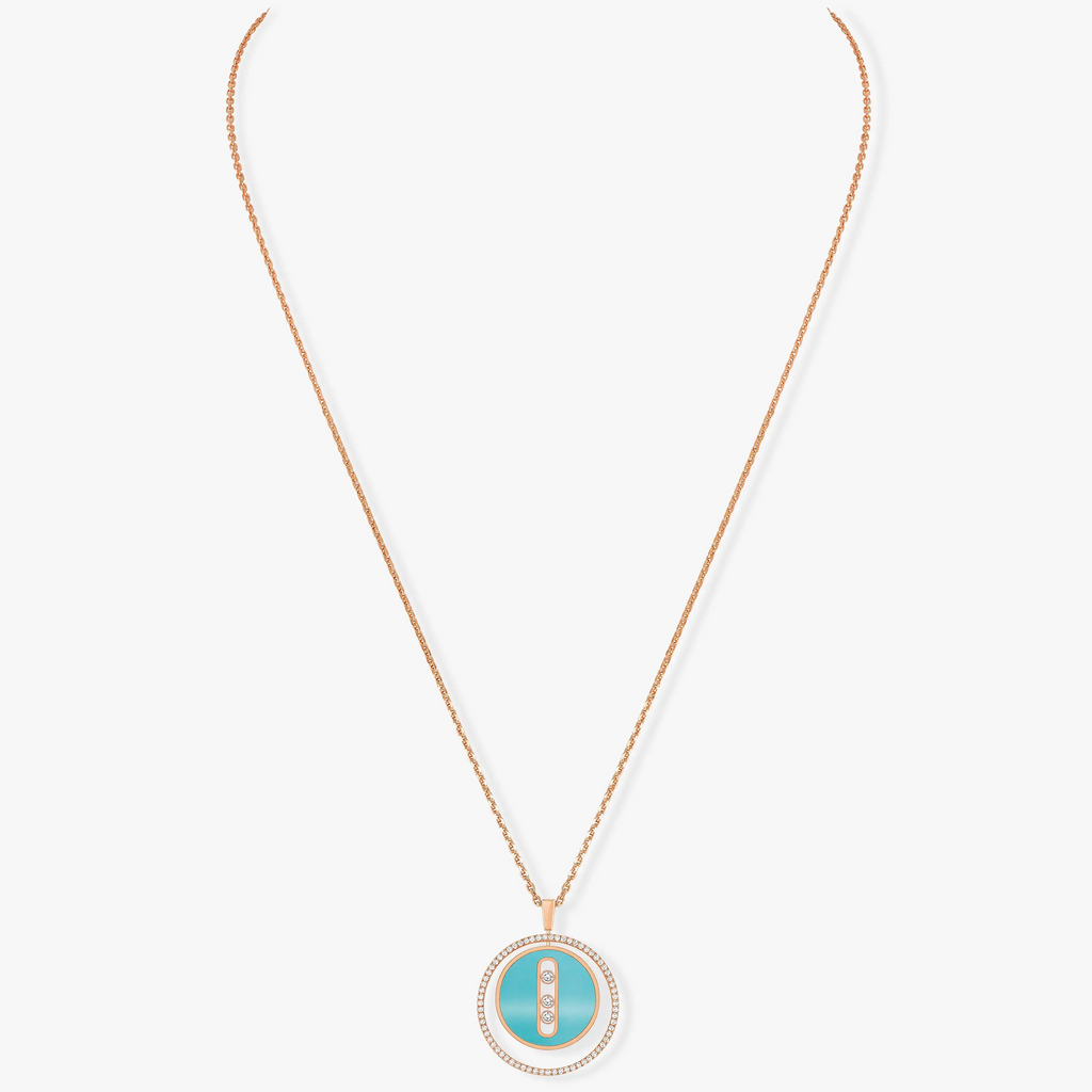 [MIRA]  MOVE 3 DIAMONDS TURQUOISE PINK GOLD DIAMOND NECKLACE