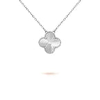 ??MIRA?¡¥CLOVER  15MM DIAMOND LASER NECKLACE SILVER