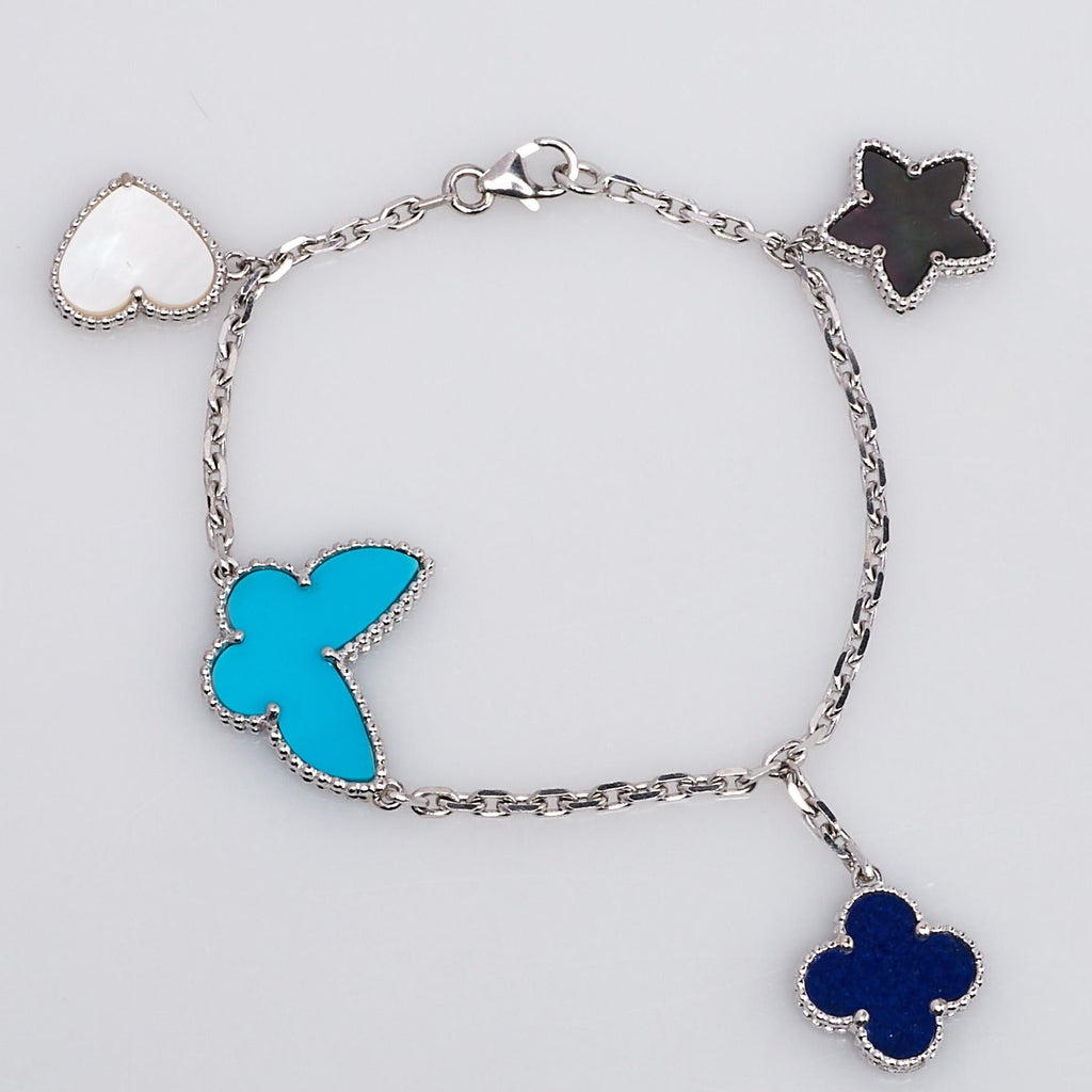 ??MIRA?¡¥LUCKY SPRING SILVER BRACELET 4 MOTIF