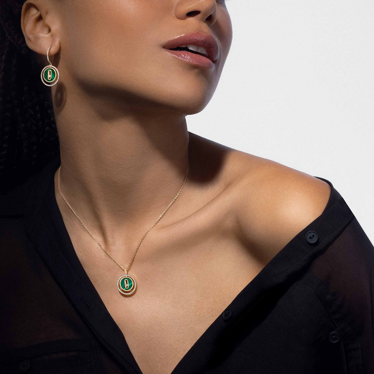 [MIRA]  MOVE 1 DIAMOND MALACHITE GOLD DIAMOND NECKLACE