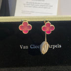 [MIRA] NEW CLOVER 15MM PINK ENAMEL STUD EARRINGS